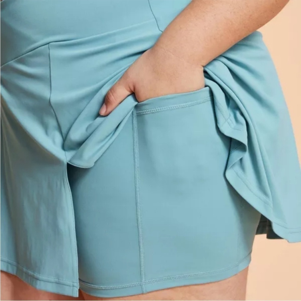 Blogilates Women's Criss Cross Slit High-Rise Skort - Teal Blue NWT - Picture 6 of 8